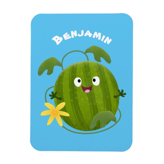 Ímã Um desenho animado de melancia feliz e bonito (Vertical)