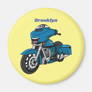 Imã Um desenho animado de moto azul e bonito