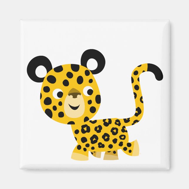 Imã Um desenho animado sorridente de ímã-leopardo (Frente)