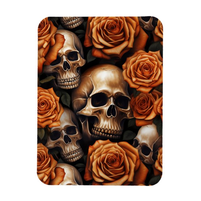 Ímã Um desenho da série A Skull and Roses 9 (Vertical)
