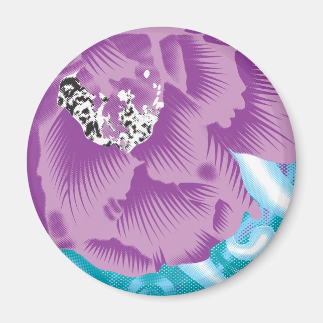 Imã Um design têxtil vibrante com roxo e turq (Frente)