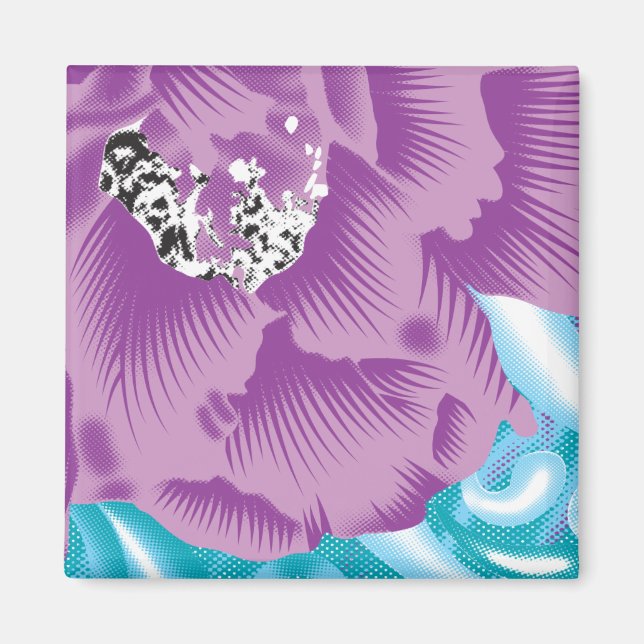 Imã Um design têxtil vibrante com roxo e turq (Frente)