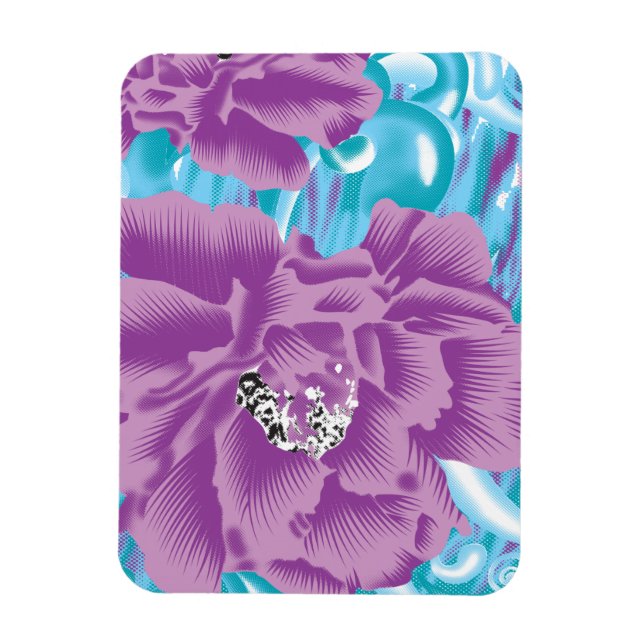 Ímã Um design têxtil vibrante com roxo e turq (Vertical)