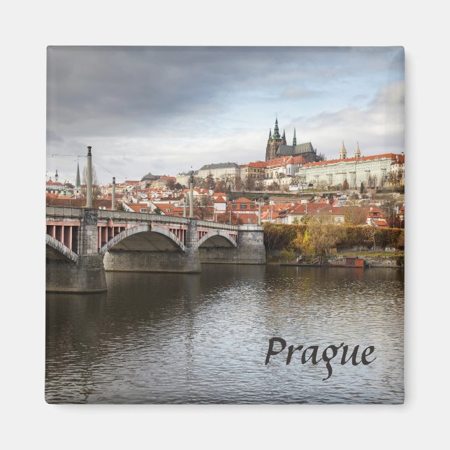 Imã Um dia tempestuoso na foto do souvenir de Praga (Frente)