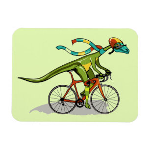 Ímã Um Dinossauro Anabisetia Andando De Bicicleta.