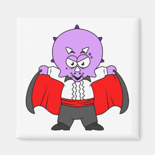 Imã Um Dinossauro Ceratops Vestiu Como Conde Drácula.