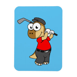 Ímã Um Dinossauro Paquicéfalossauro Jogando Golfe.