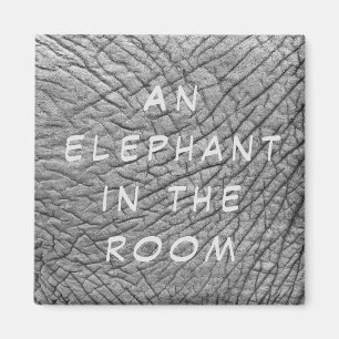 Imã Um elefante na foto da pele da sala com texto bran