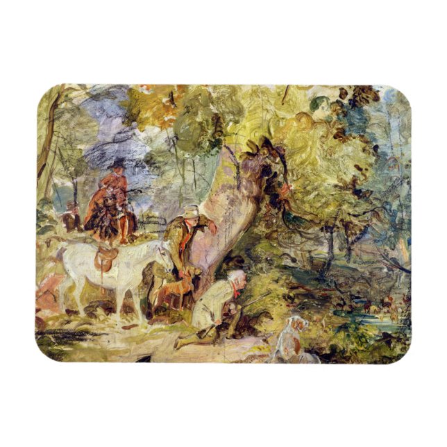 Ímã Um esboço para "Foresters Stalking Deer" (óleo sob (Horizontal)