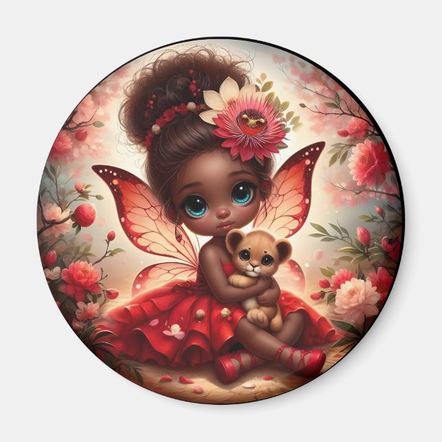 Imã Um Fada e seu Filhote de Leão Ímã Vermelho (Frente)