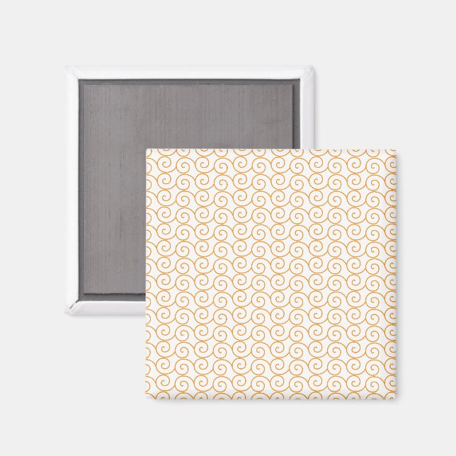 Imã um fundo laranja e branco com espirais (Front/Back)