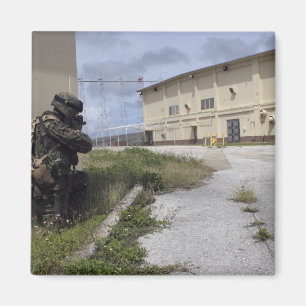 Imã Um fuzileiro naval posta a segurança