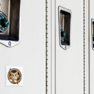 Imã Um Gato de Cartoon com Olhos Verdes Brilhantes