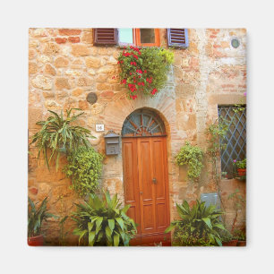 Imã Um gato procura entrada para casa em Pienza, Itáli