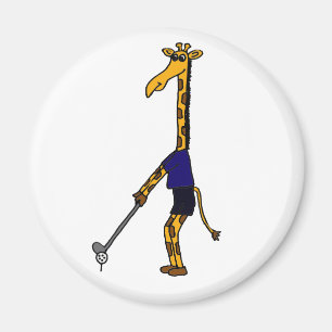 Imã Um girafa que joga o design do golfe