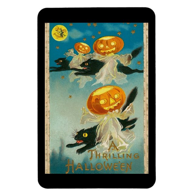 Ímã Um Hallowe, Gatos Negros, Jack O Lanterna (Vertical)
