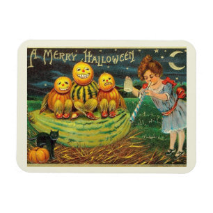 Ímã Um Halloween Feliz, Jack O Lanternas, Rapariga, Vi