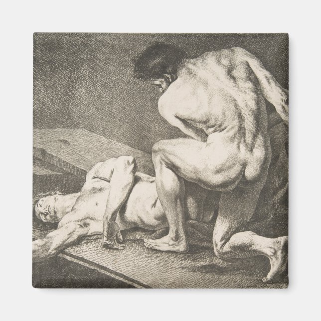 Imã Um homem levanta as pernas de outro homem (Frente)