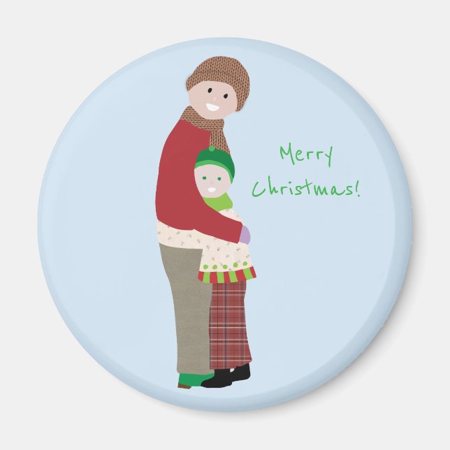 Imã Um Ímã Redondo de Abraço de Natal (Frente)