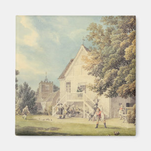 Imã Um jogo de boliches na Boliche verde fora do B