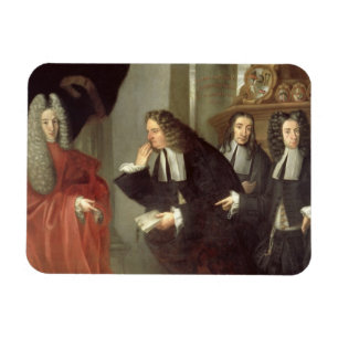 Ímã Um juiz e três advogados, escola Venetian (óleo