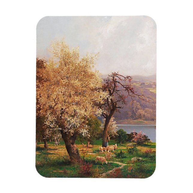 Ímã Um lago de paisagem em Primavera por Adolf Kaufman (Vertical)