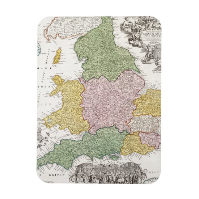 Ímã Um mapa da Inglaterra | 1760 (Vertical)