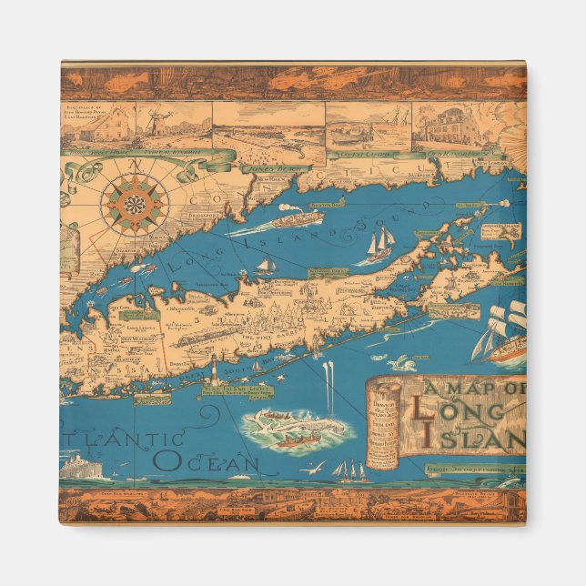 Imã Um mapa de Long Island. (Frente)