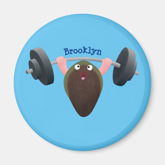 Imã Um mexilhão engraçado trabalhando na ilustração de (Frente)