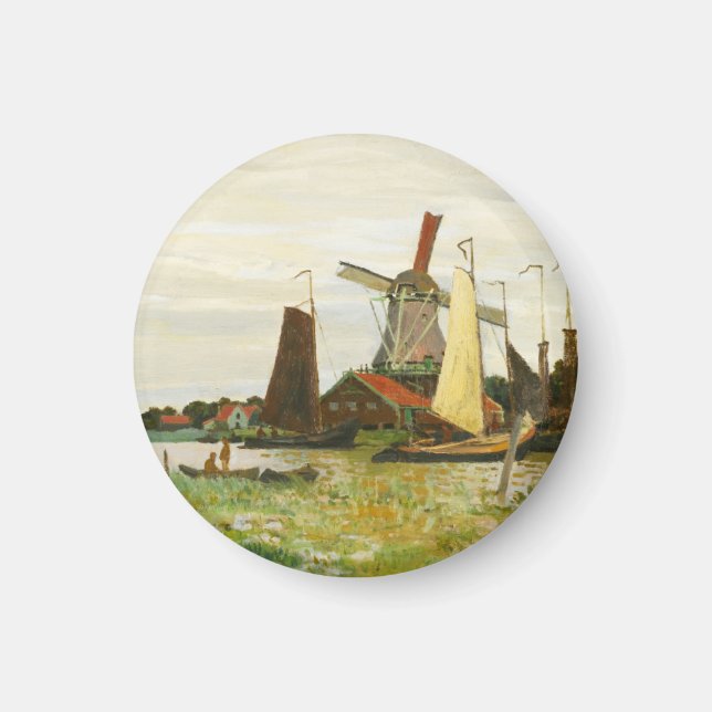 Imã Um moinho de vento em Zaandam Claude Monet (Frente)
