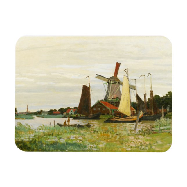 Ímã Um moinho de vento em Zaandam Claude Monet (Horizontal)
