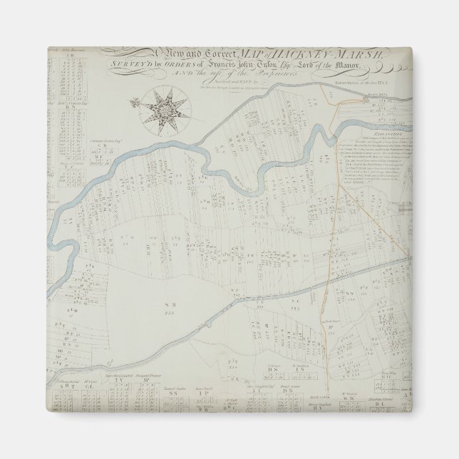 Imã Um novo e correto mapa de Hackney Marsh, 1745 (lit (Frente)
