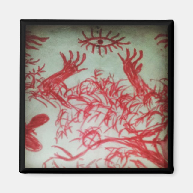 Imã um olho que você acredita desenhar olho vermelho (Frente)