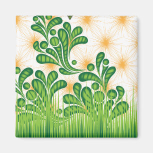 Imã Um padrão artístico verde e dourado representando