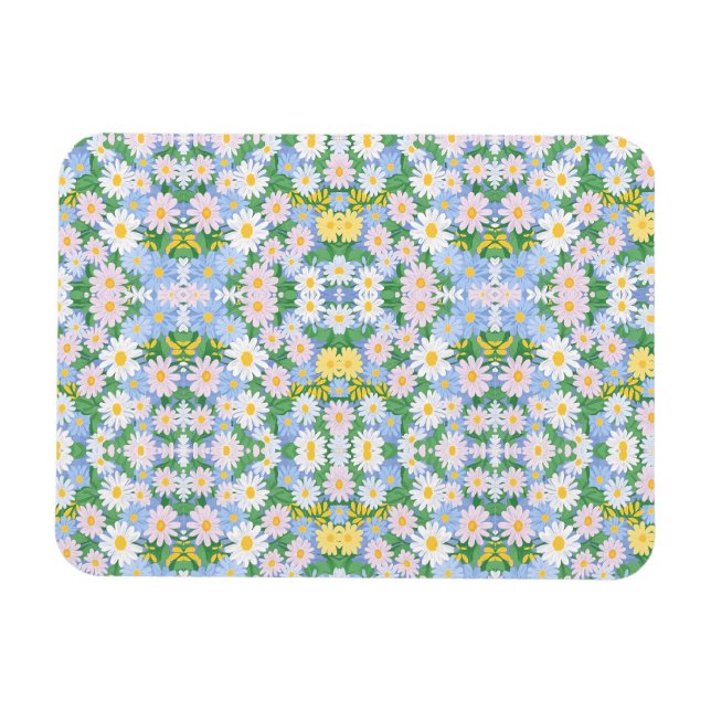 Ímã Um padrão contínuo de margaridas pastel (Horizontal)