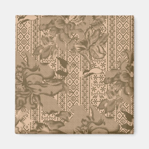 Imã Um padrão floral vintage com um intricado desi cas