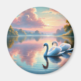 Imã Um par de pântanos a planar num lago sereno