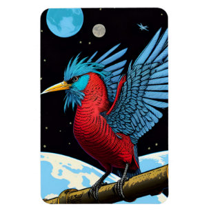 Ímã Um pássaro com um pau no espaço