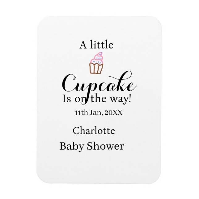Ímã Um pequeno nome do chá de bebê de cupcake a caminh (Vertical)