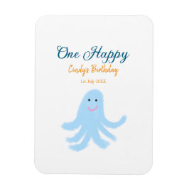 Ímã Um polvo azul feliz no aniversário do mar