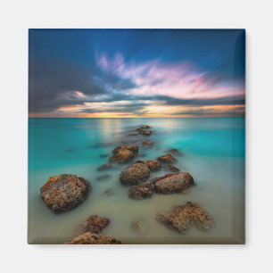 Imã Um por do sol bonito sobre turcos & Caicos da baí