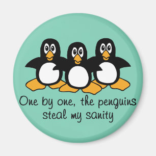 Imã Um por um Os Pinguins Engraçado Dizendo Design