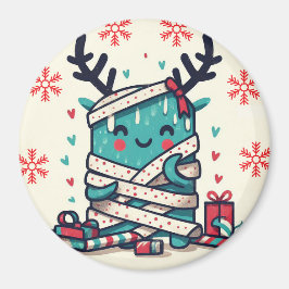 Imã Um presente de monstro feliz de Natal embrulhado