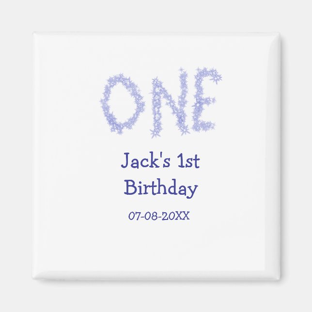 Imã Um primeiro aniversario moderno de menino brilhant (Frente)