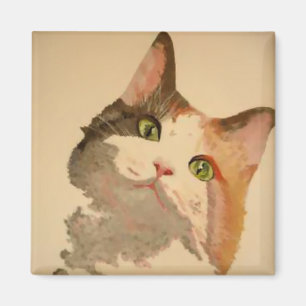 Imã Um retrato artístico do gato calico de olhos verde