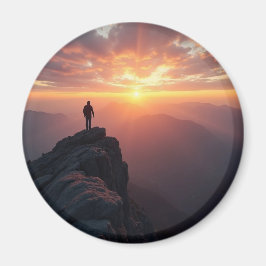 Imã Um sol majestoso visto do pico da montanha