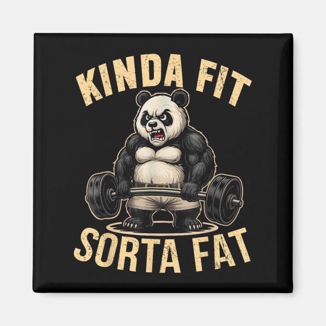 Imã Um Tanto em Forma Meio Gordo - Panda de Academia E (Frente)