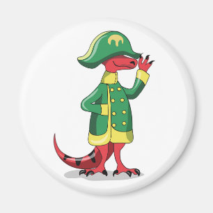 Imã Um Tiranossauro De Cartoon Vestido Como Napoleão.