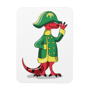 Ímã Um Tiranossauro De Cartoon Vestido Como Napoleão.