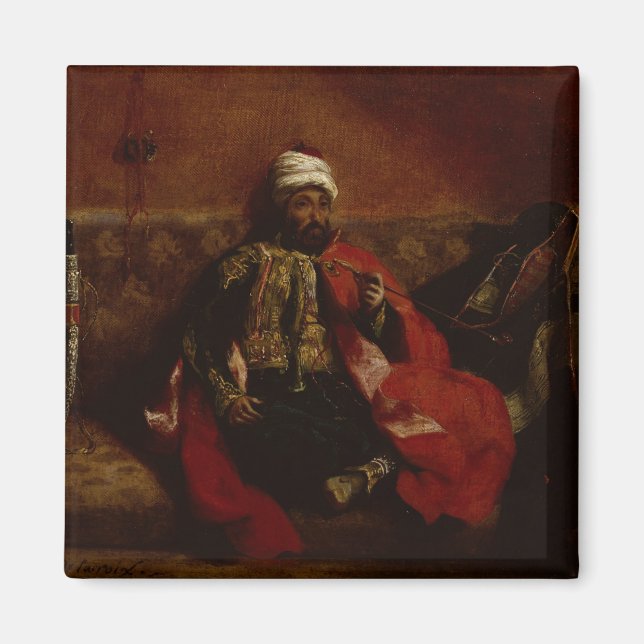 Imã Um turco fumando sentado num sofá, c.1825 (Frente)